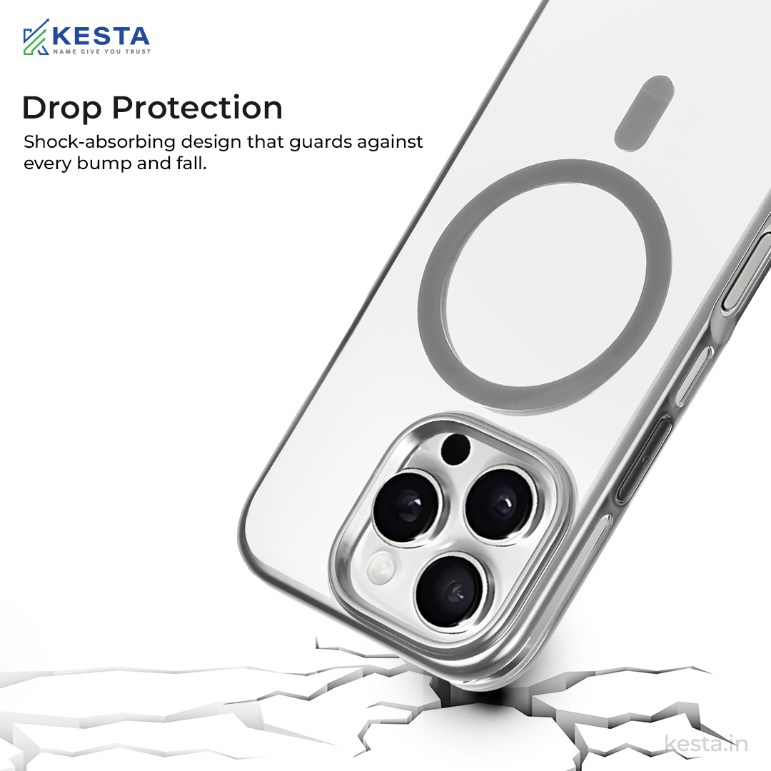 iPhone 16 Pro Max Cover - Notify Popup Grey Transparent Case (Camera Sink Protection & Wireless Charging Optimized)